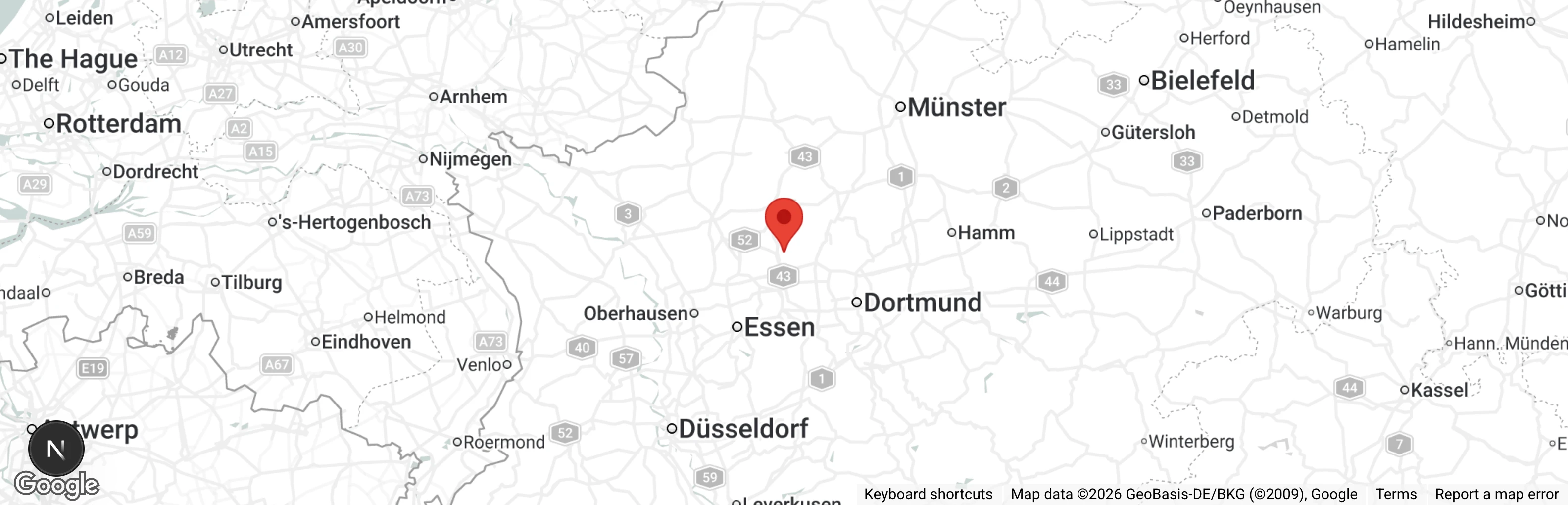 Map showing location of Aktiver Tierschutz e.V. Recklinghausen