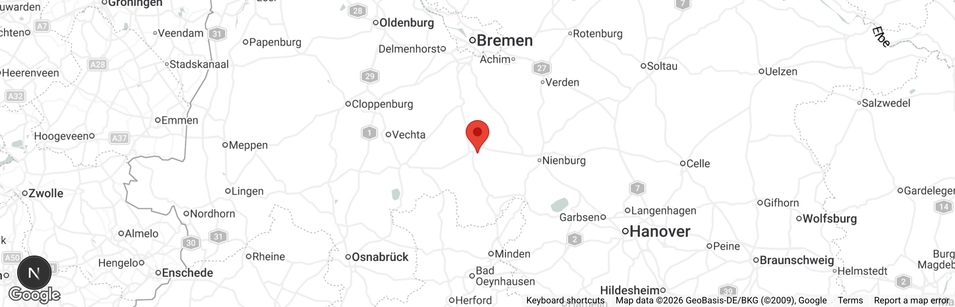 Map showing location of Tierheim Lindern/Sulingen