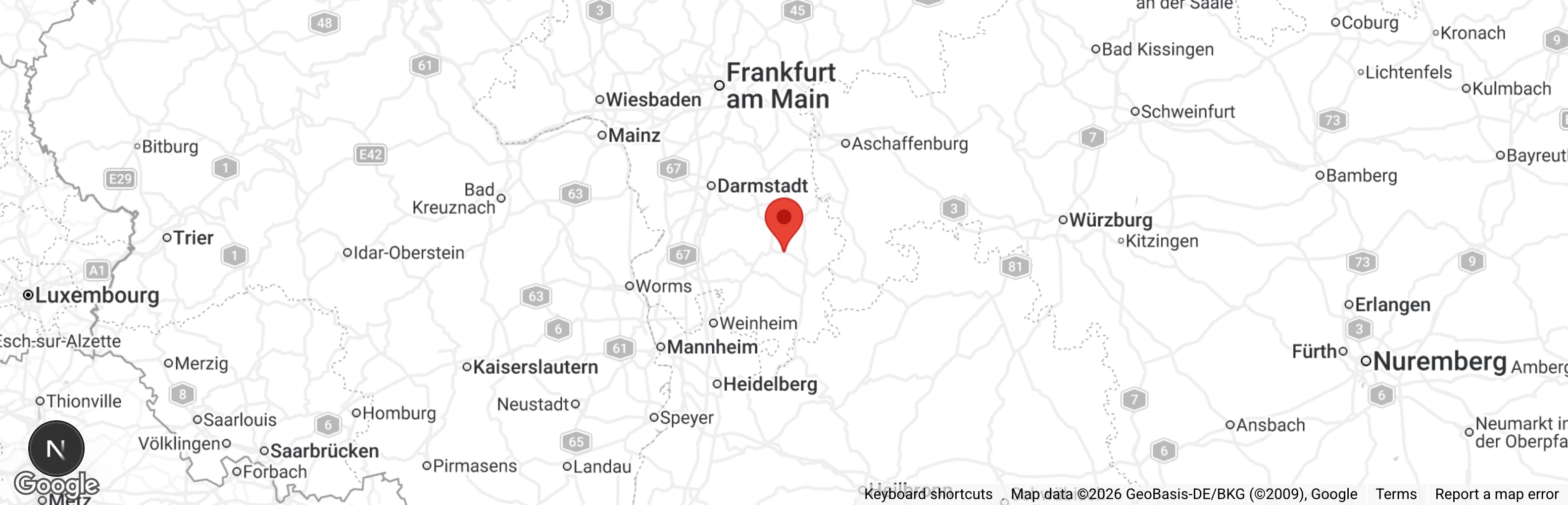 Map showing location of Tiere in Not Odenwald Tierheim Spreng