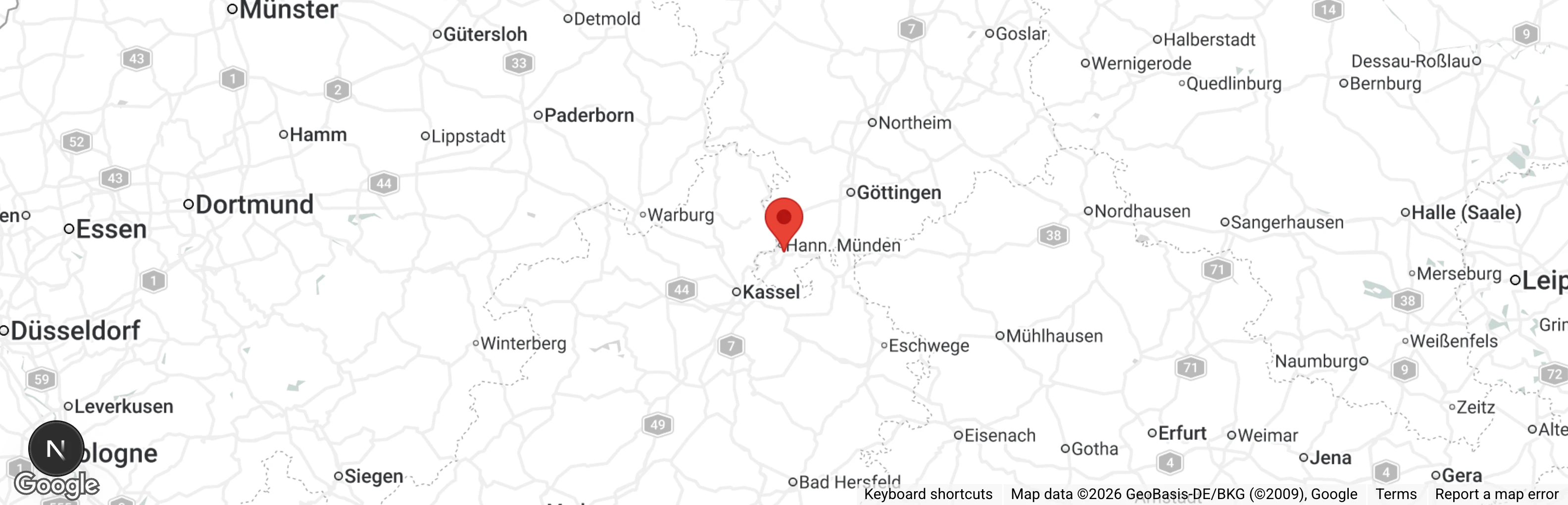 Map showing location of Tierschutzverein Hann. Münden e.V.