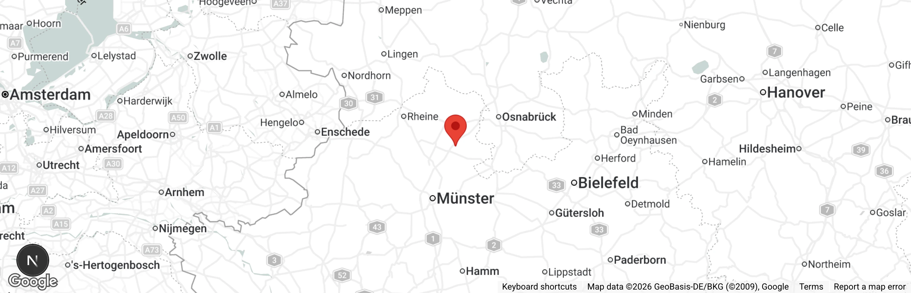 Map showing location of Tierheim Tecklenburger Land