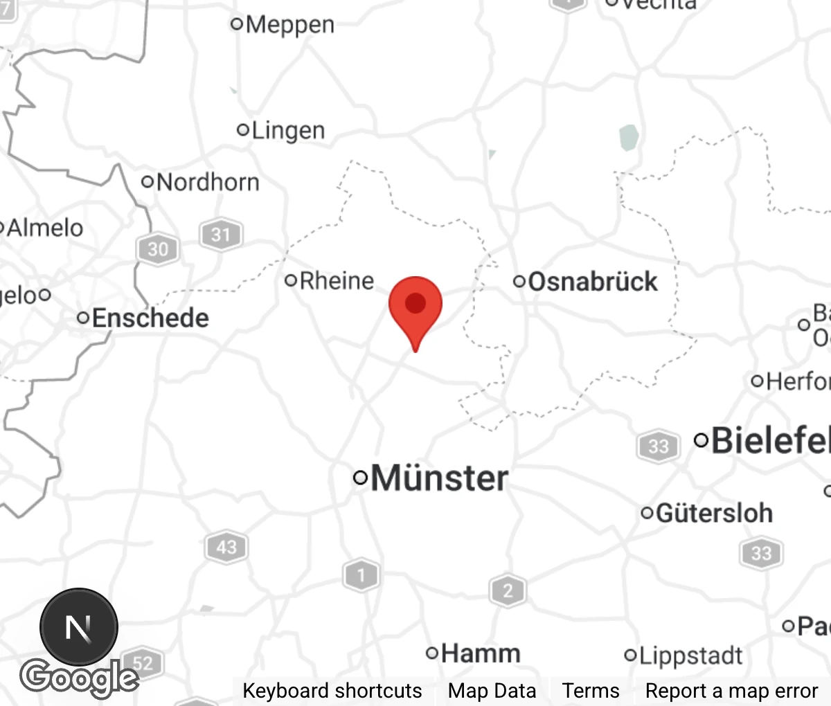 Map showing location of Tierheim Tecklenburger Land