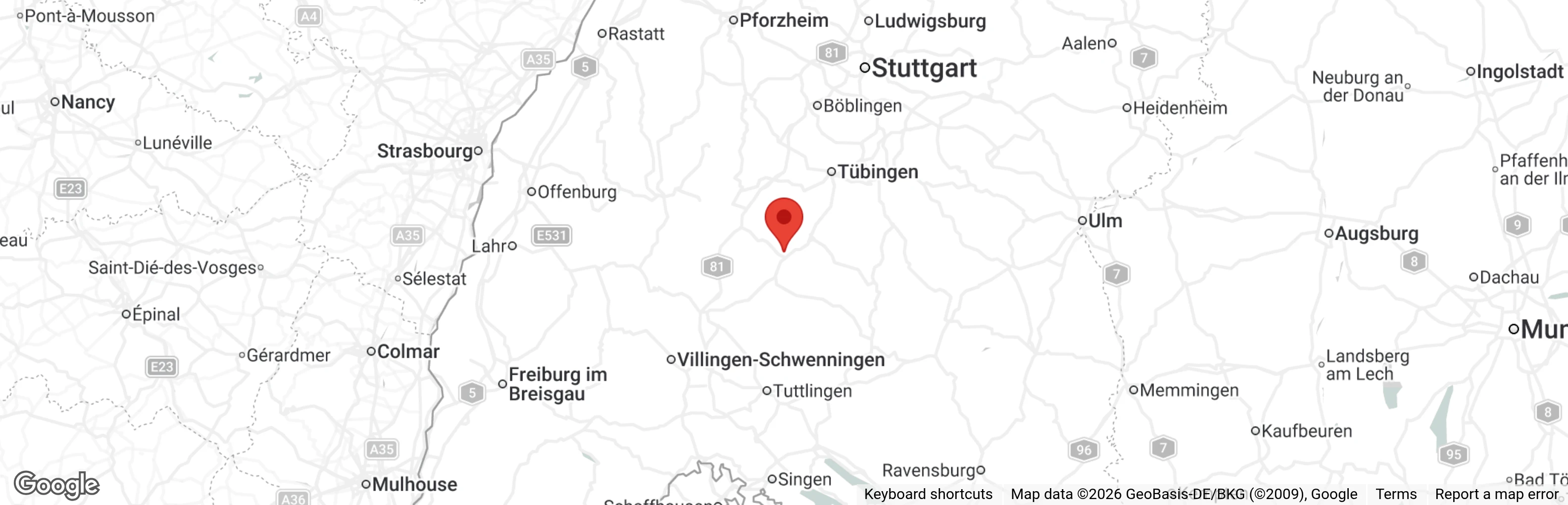 Map showing location of Tierschutzgruppe-Bodelshausen-Hechingen und Umgebung e. V.