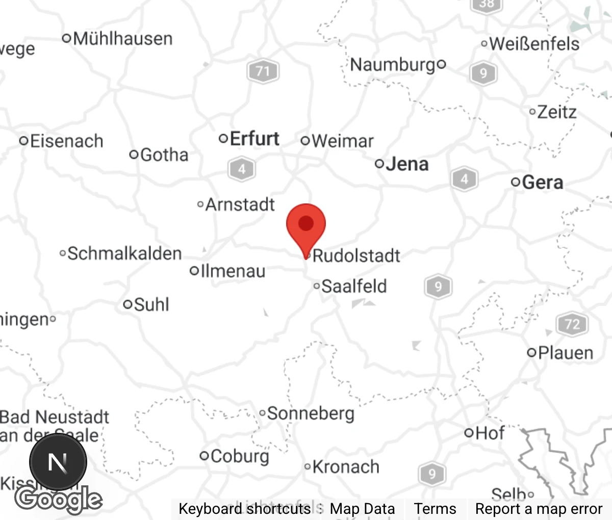 Map showing location of Tierschutzverein Rudolstadt u. U. e.V.