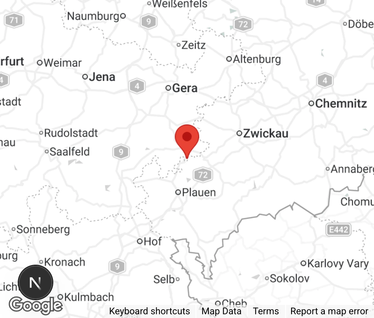 Map showing location of Tierheim Ostthüringen