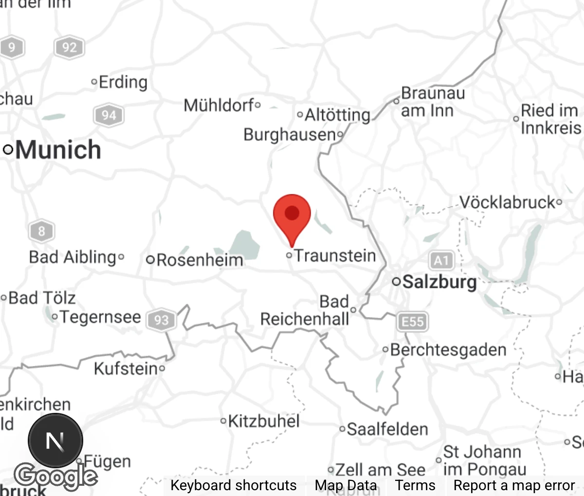 Map showing location of Tierheim Traunstein-Trenkmoos
