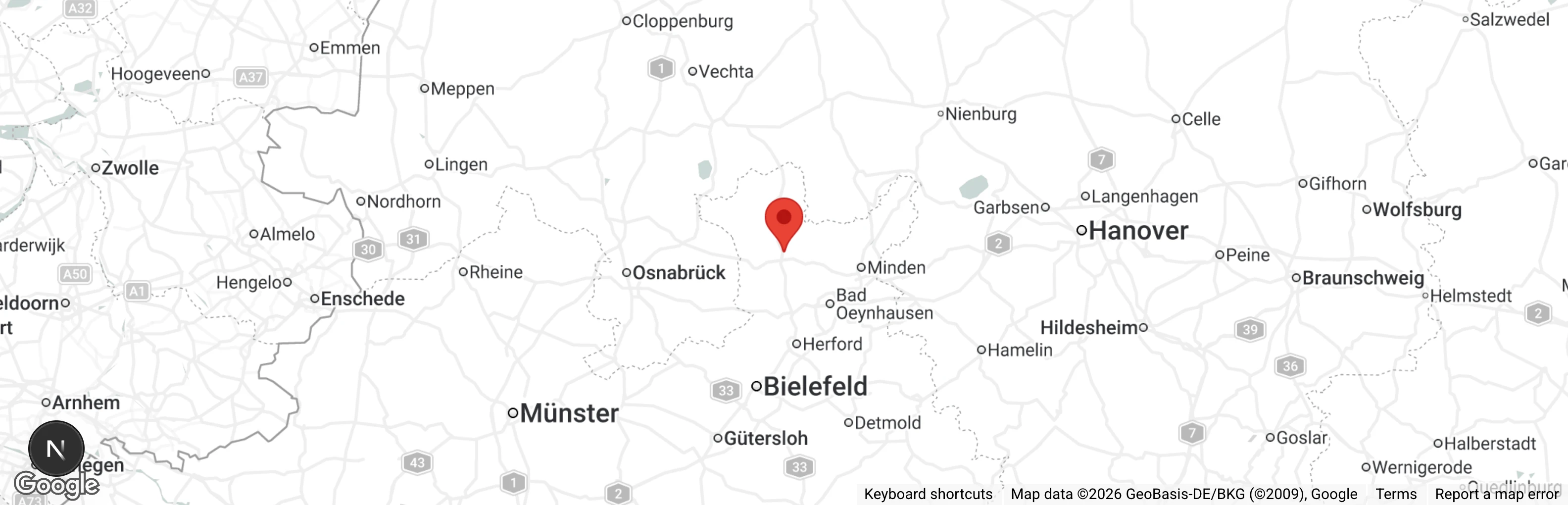 Map showing location of Tierheim Lübbecke