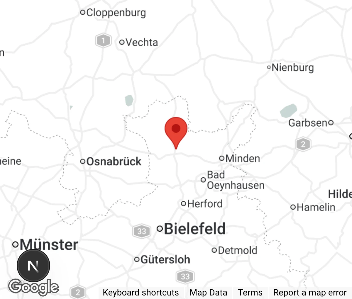 Map showing location of Tierheim Lübbecke