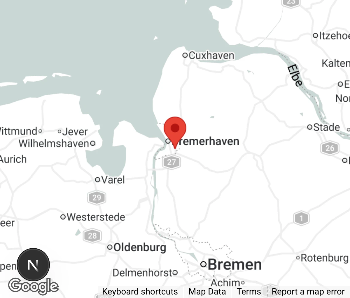 Map showing location of Der Tierschutz Bremerhaven e.V.