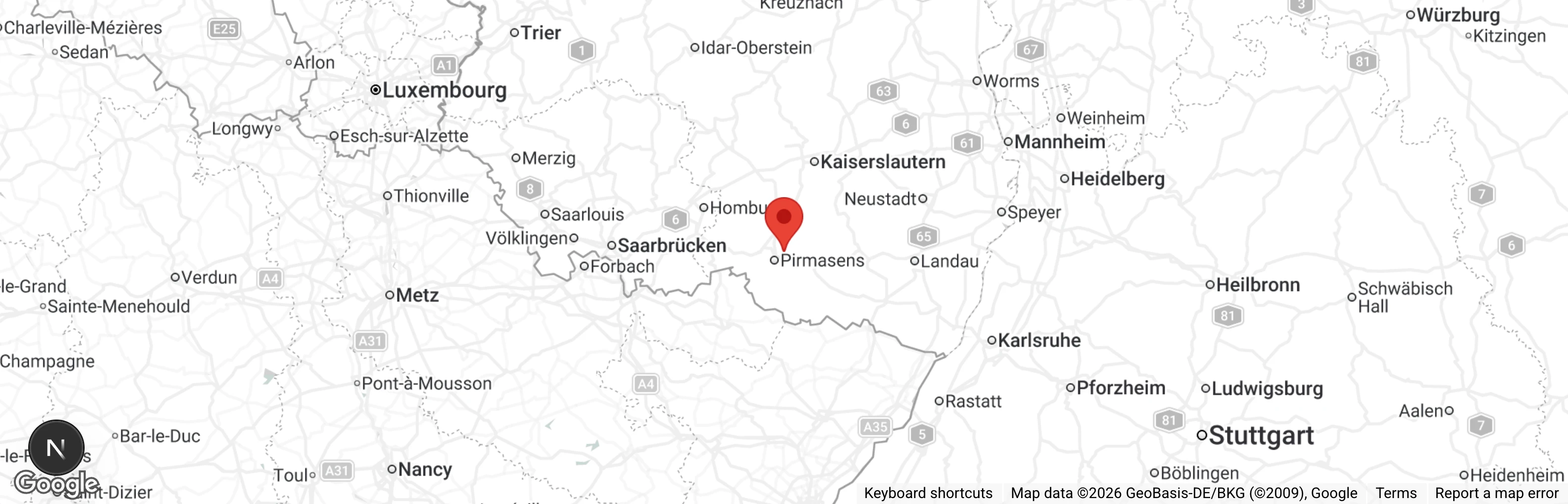 Map showing location of Tierheim Pirmasens