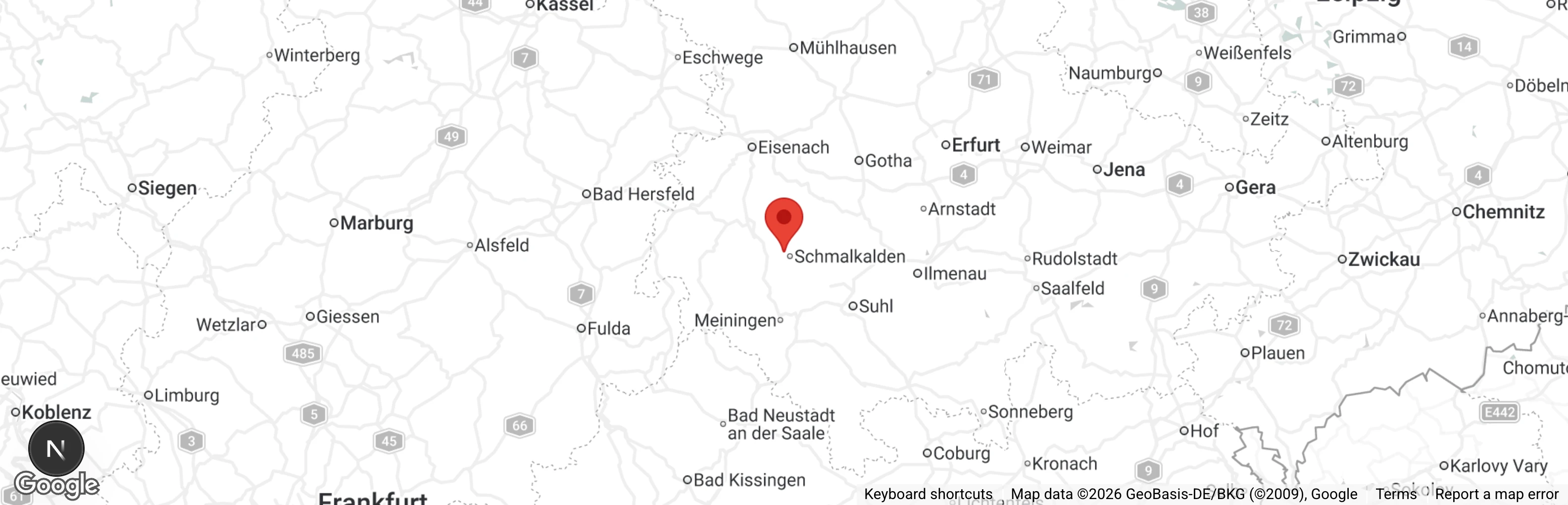 Map showing location of Tierauffangstation Schmalkalden