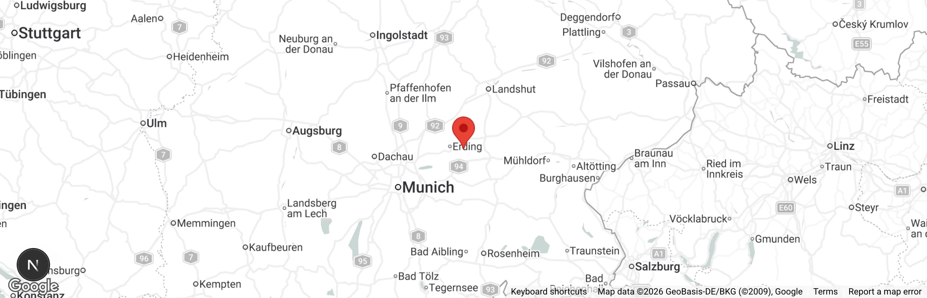 Map showing location of Tierheim Erding Franz von Assisi