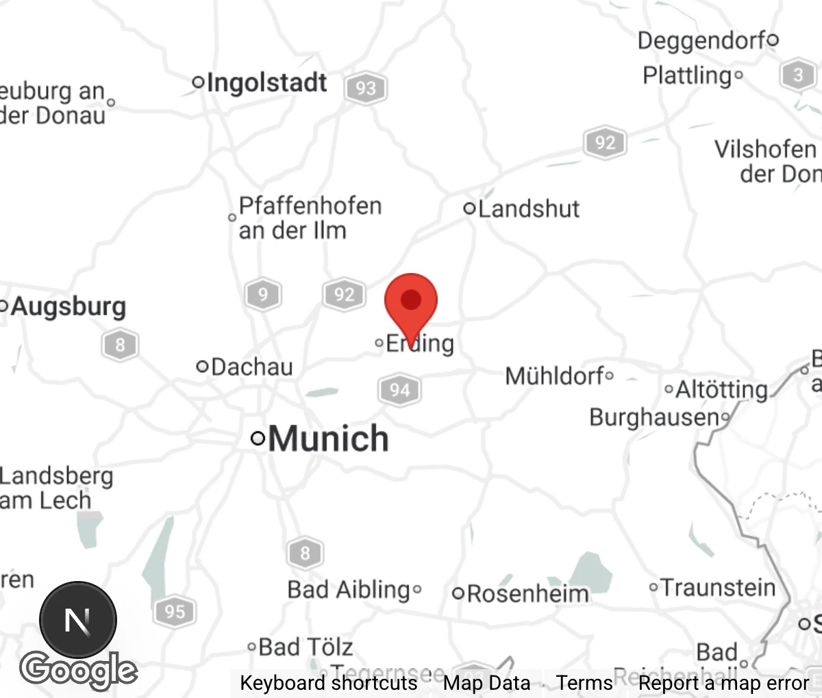 Map showing location of Tierheim Erding Franz von Assisi