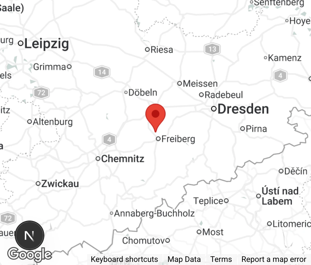 Map showing location of Tierheim "Albert Schweitzer" Freiberg
