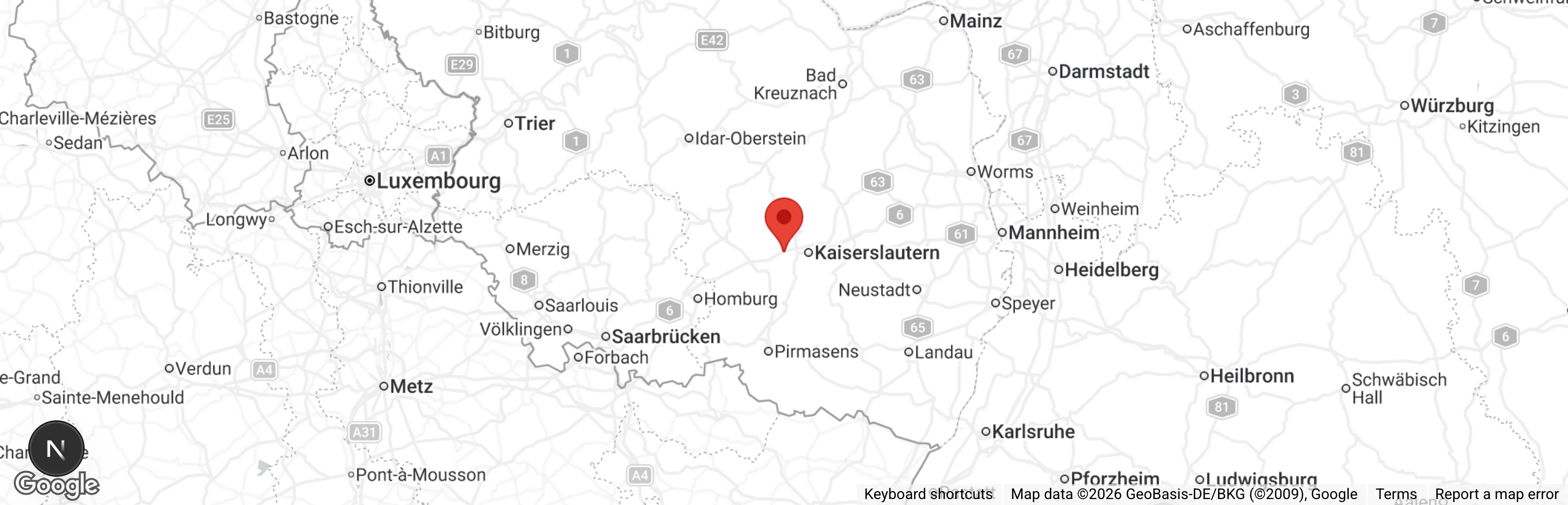 Map showing location of Tierschutzverein Kaiserslautern u.U. e. V.