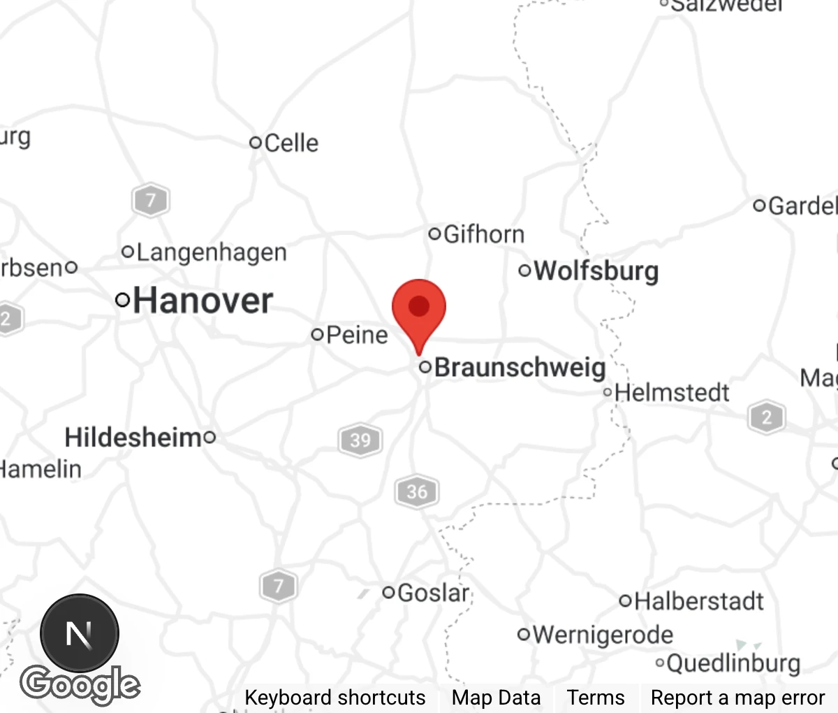 Map showing location of Tierheim Braunschweig