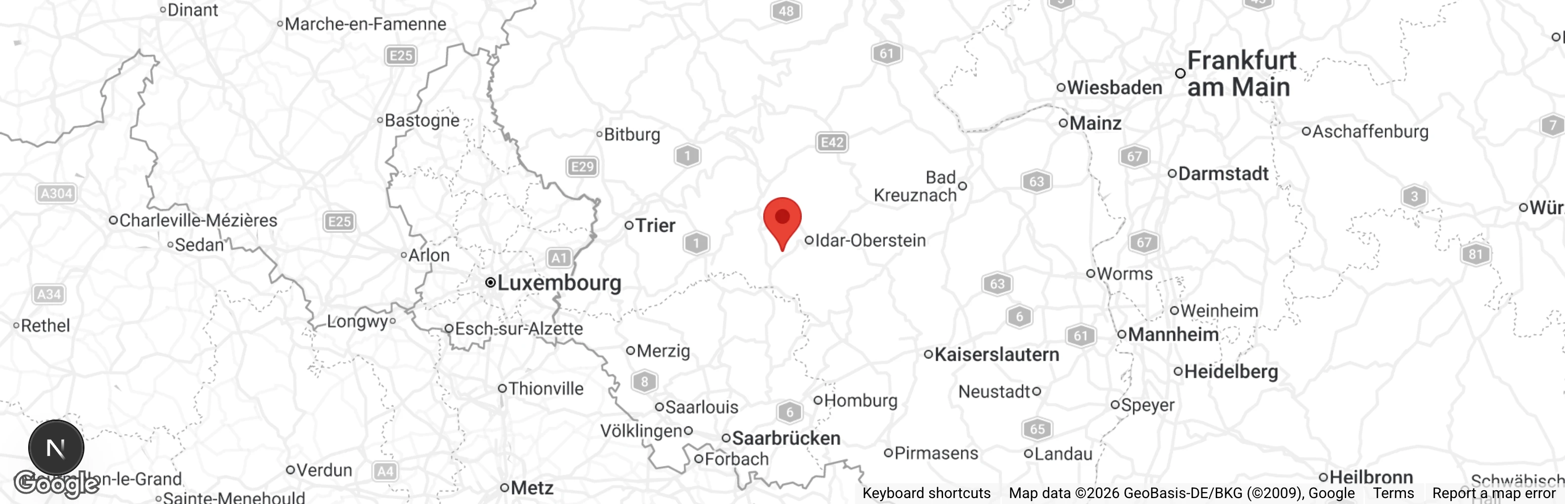 Map showing location of Tierhilfe Obere Nahe e.V.