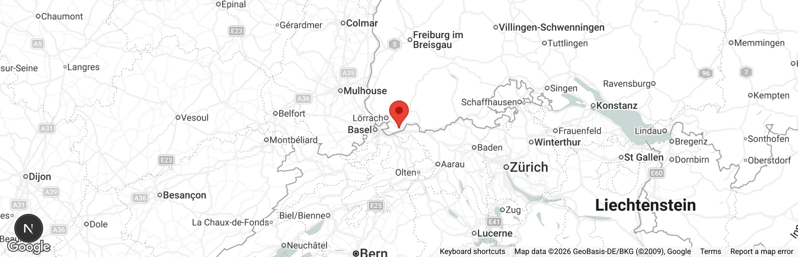 Map showing location of Tierheim Rheinfelden