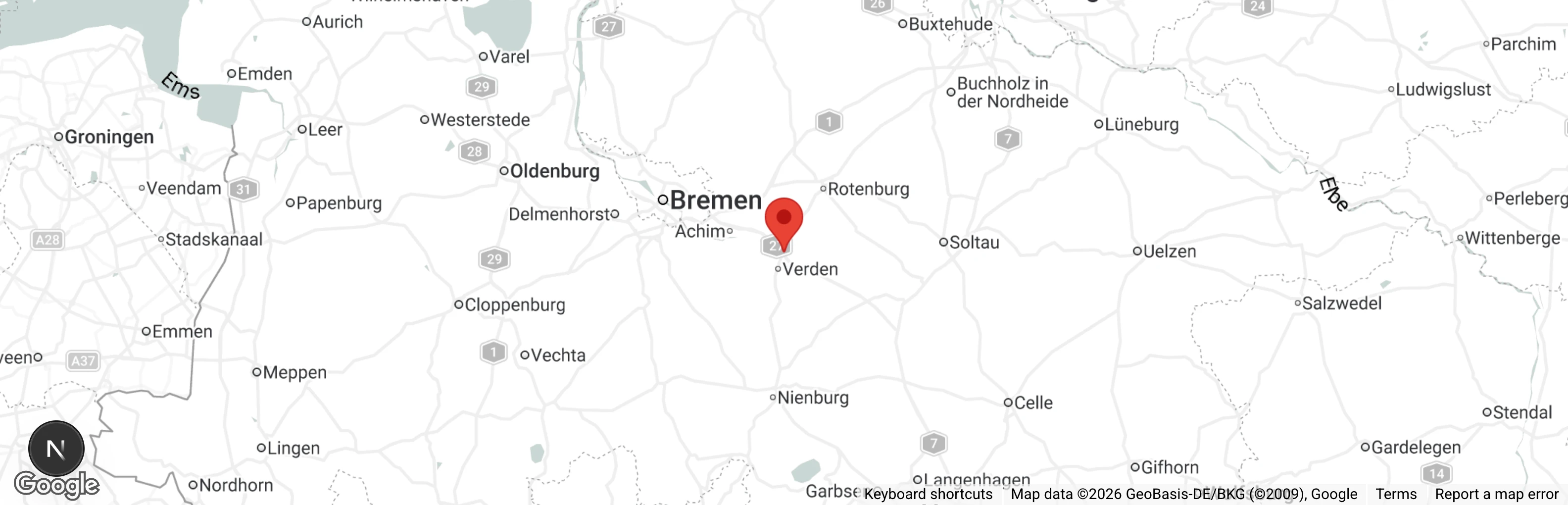 Map showing location of Der Tierschutz in Verden u.U. e.V.