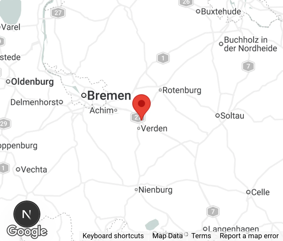 Map showing location of Der Tierschutz in Verden u.U. e.V.