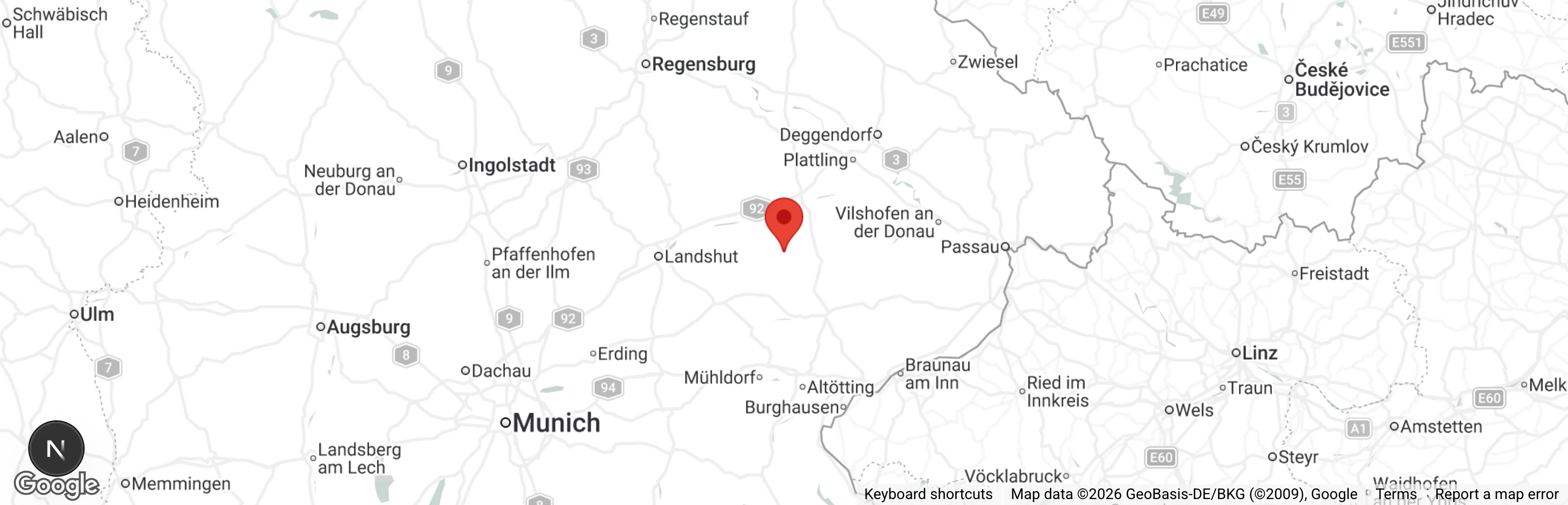 Map showing location of Quellenhof Passbrunn