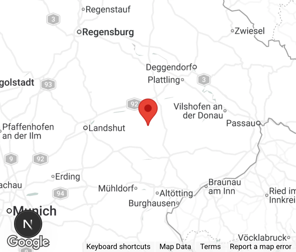 Map showing location of Quellenhof Passbrunn