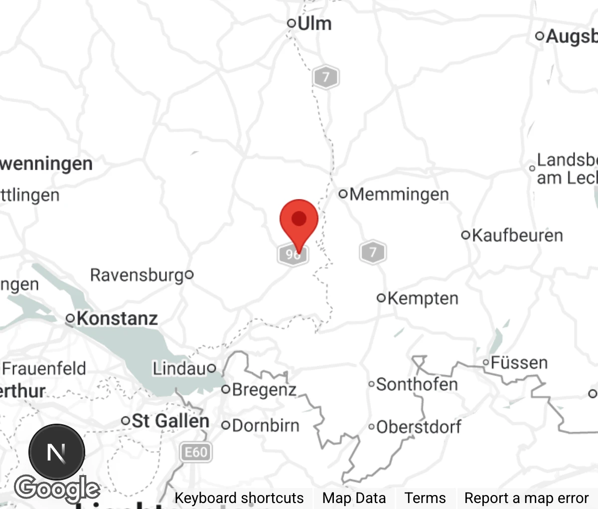 Map showing location of Tierauffangstation Leutkirch