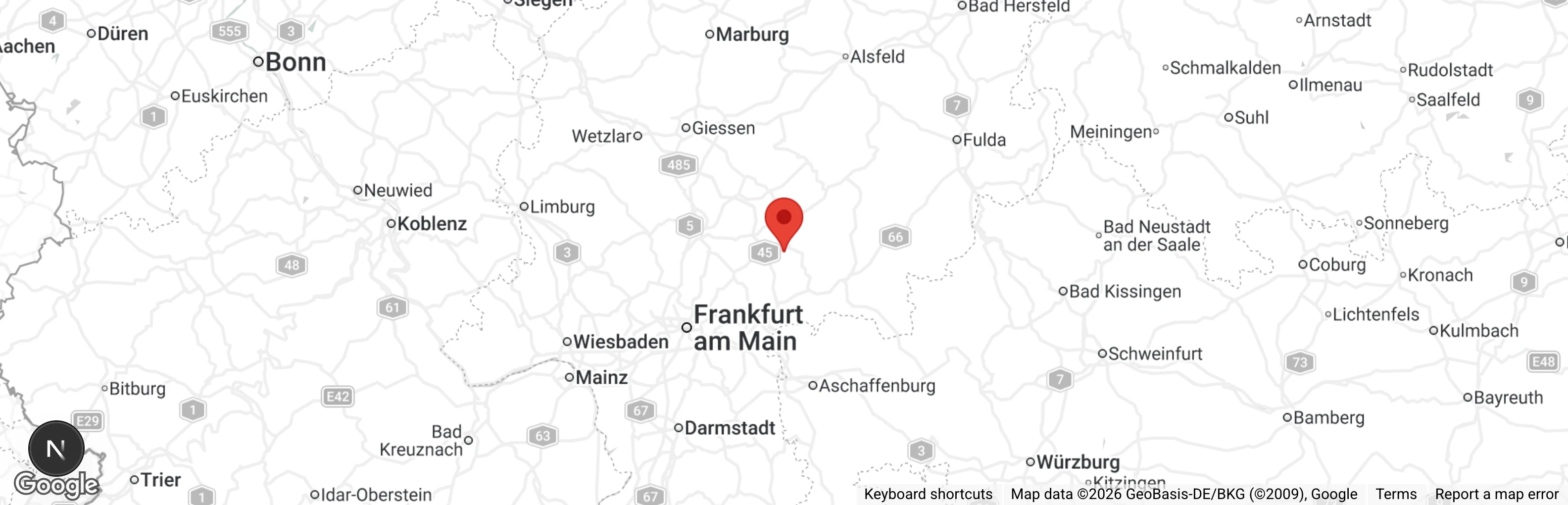 Map showing location of Tierauffangstation Buedingen