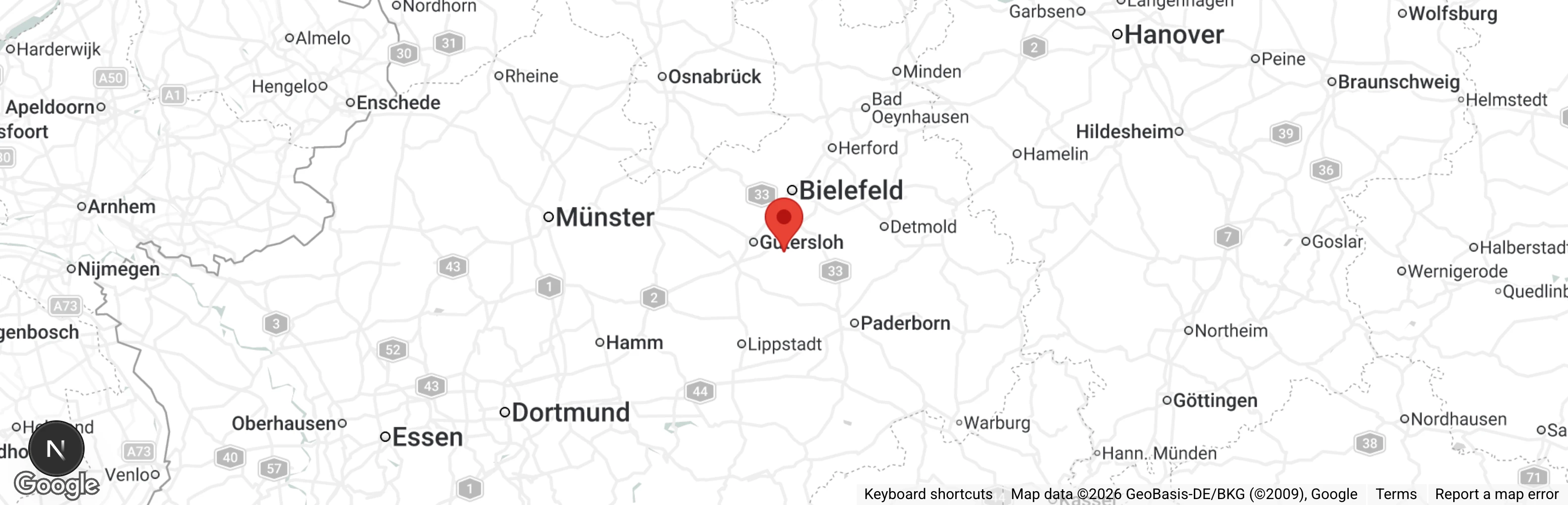 Map showing location of Tierschutzverein Tiere in Not e.V. Verl