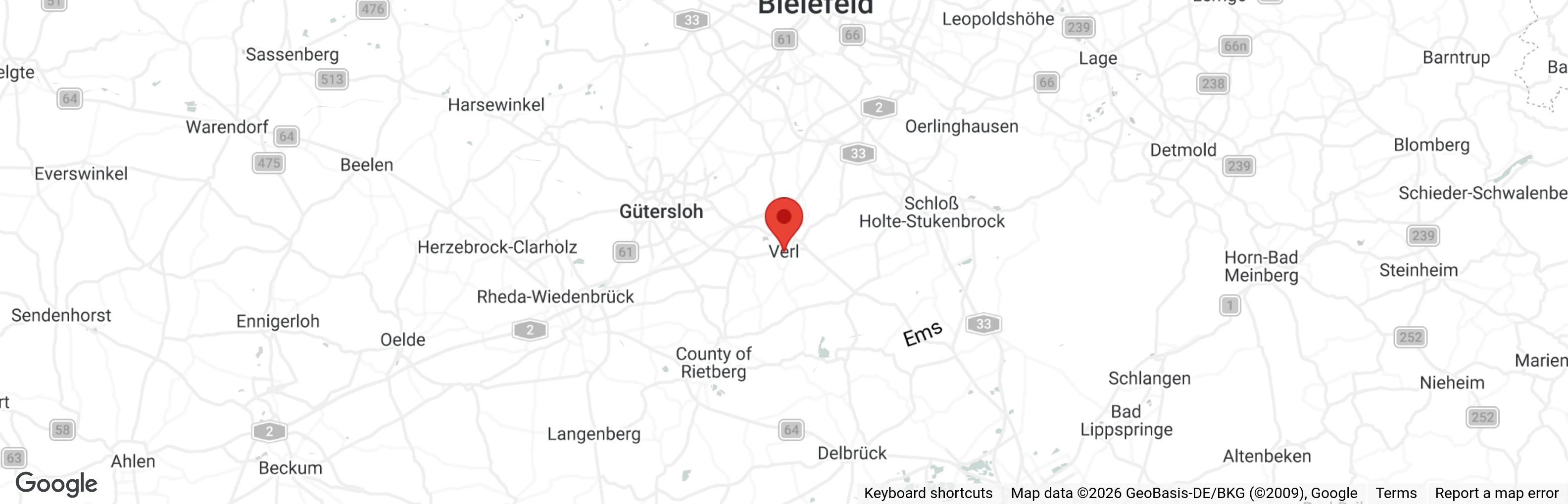 Map showing location of Tierschutzverein Tiere in Not e.V. Verl