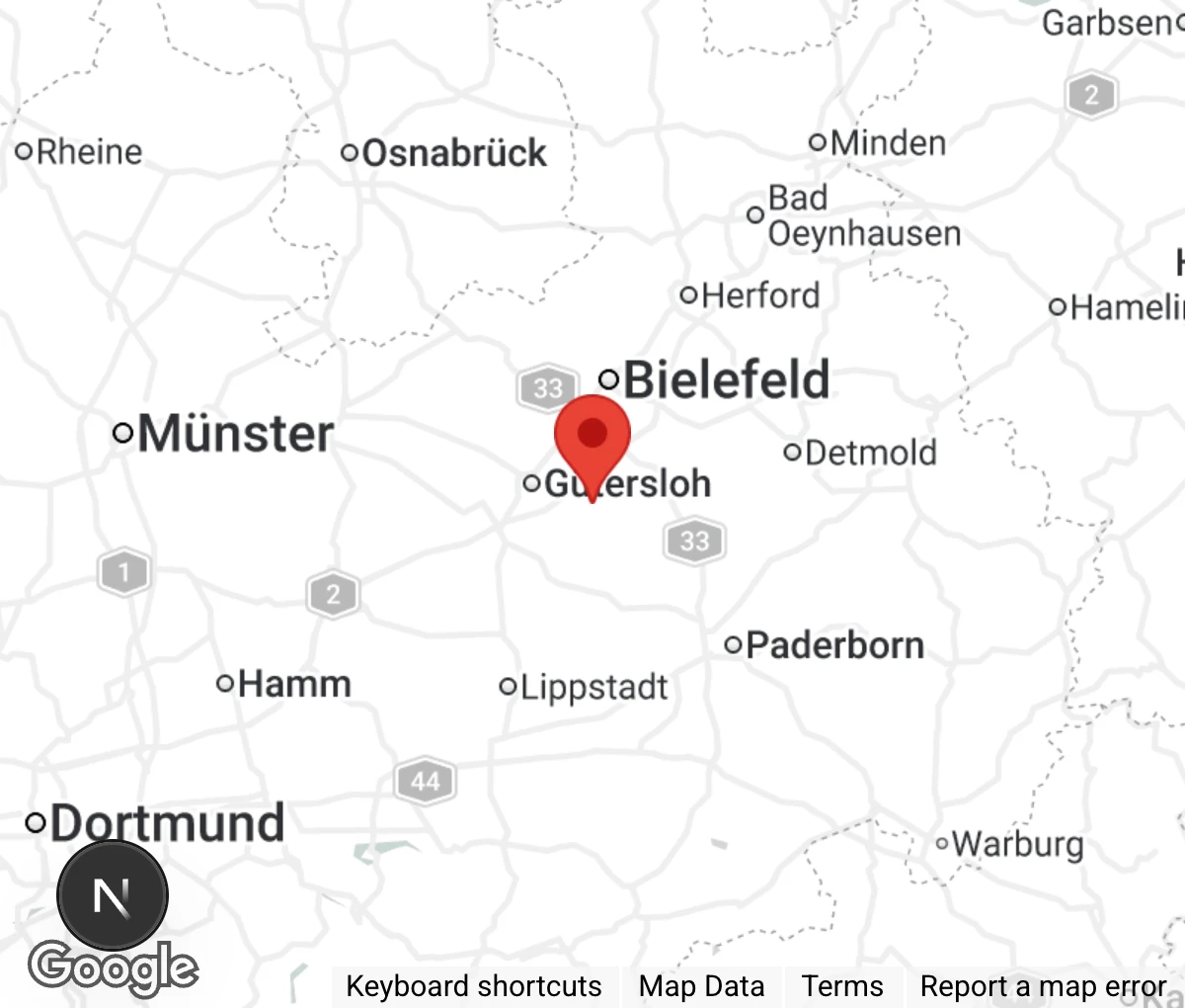Map showing location of Tierschutzverein Tiere in Not e.V. Verl