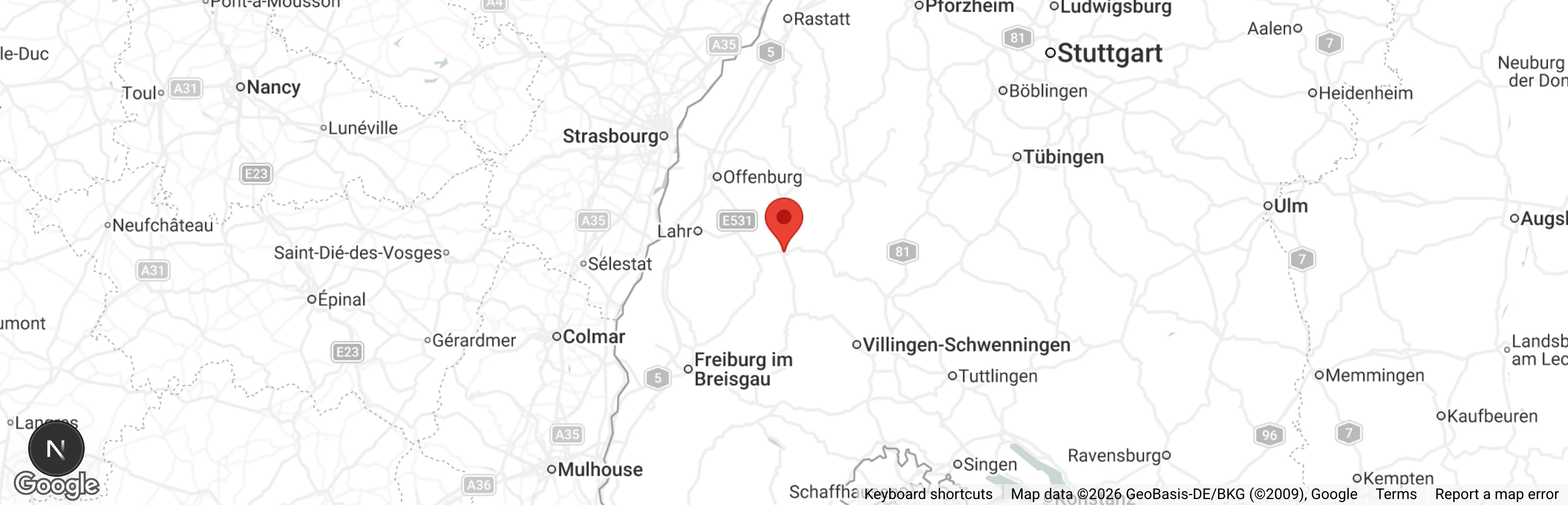 Map showing location of Tierschutzverein Kinzigtal e.V.