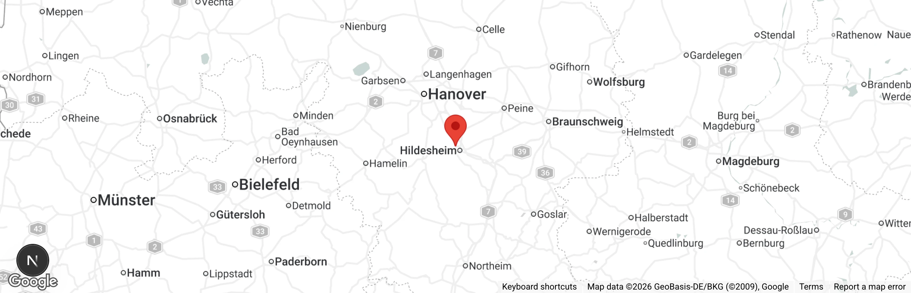 Map showing location of Tierheim Hildesheim