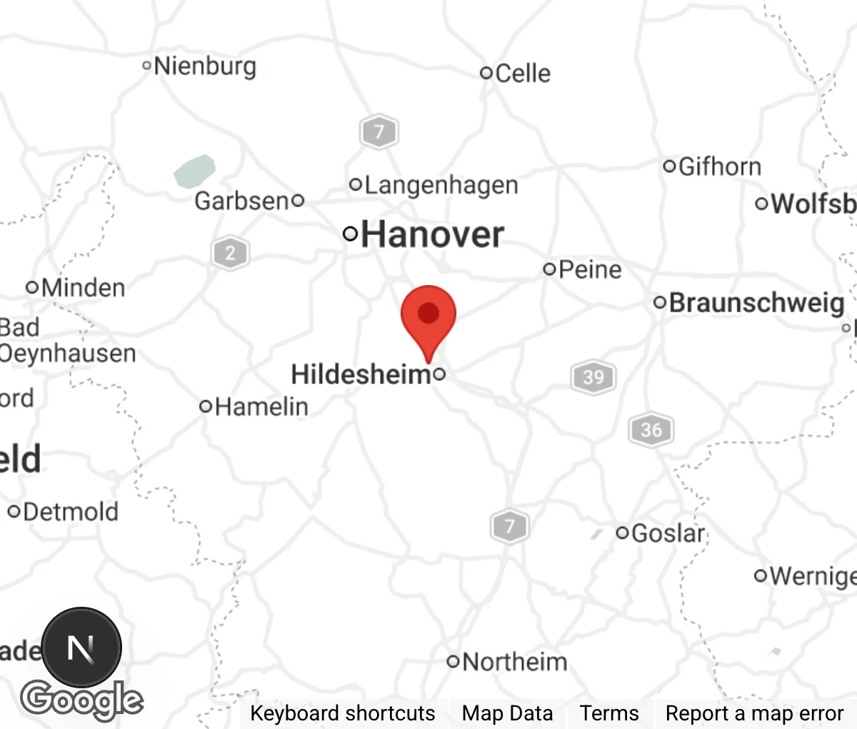 Map showing location of Tierheim Hildesheim
