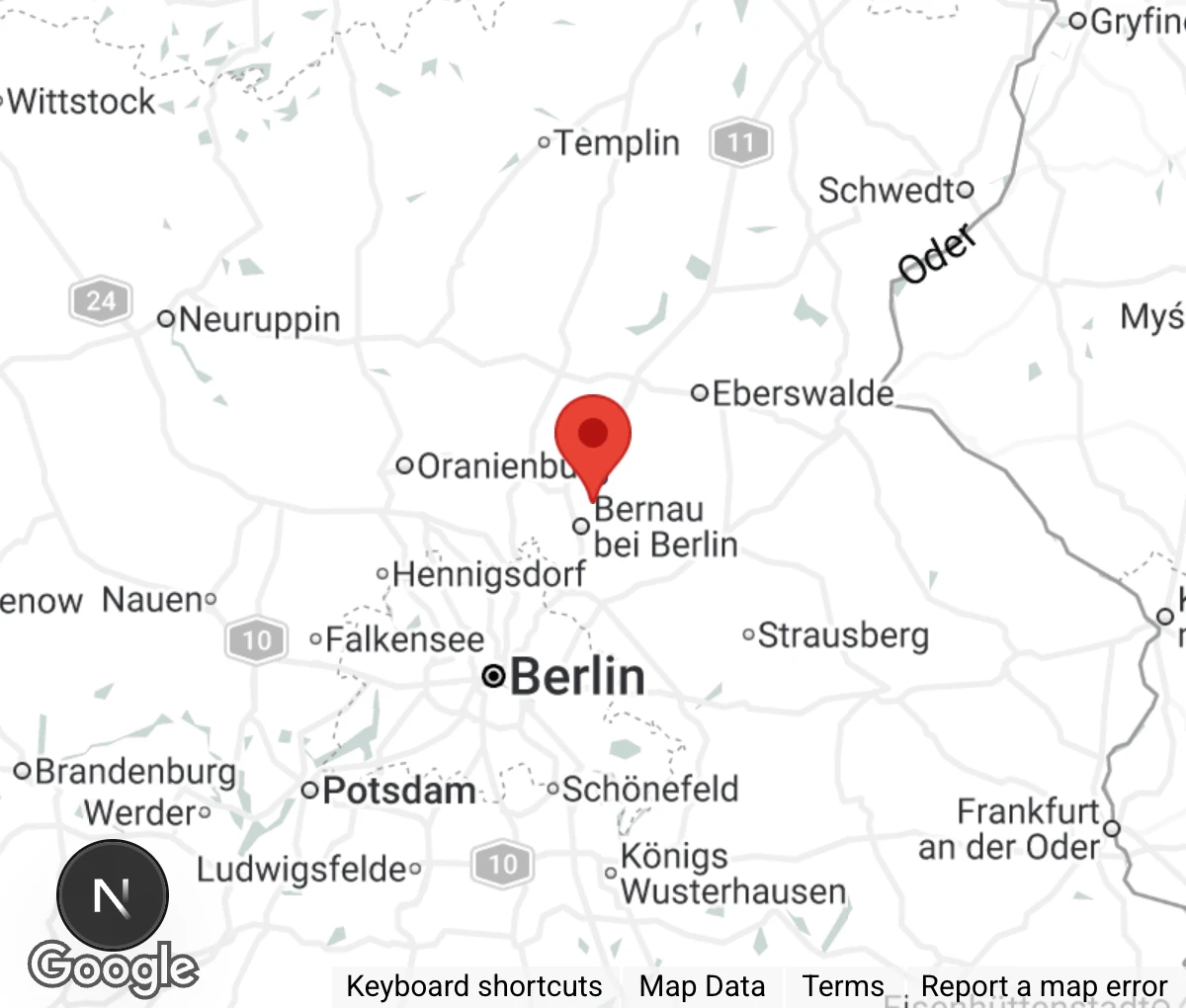 Map showing location of Tierheim Ladeburg
