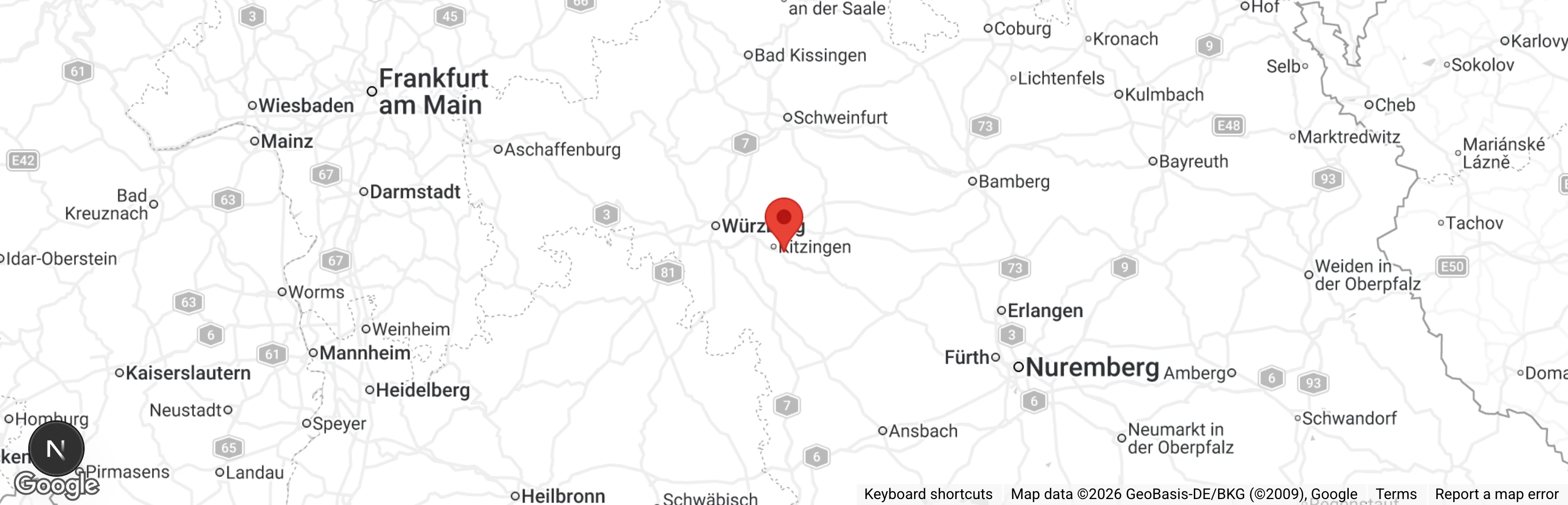 Map showing location of Auffangstation Landschildkröten Kitzingen