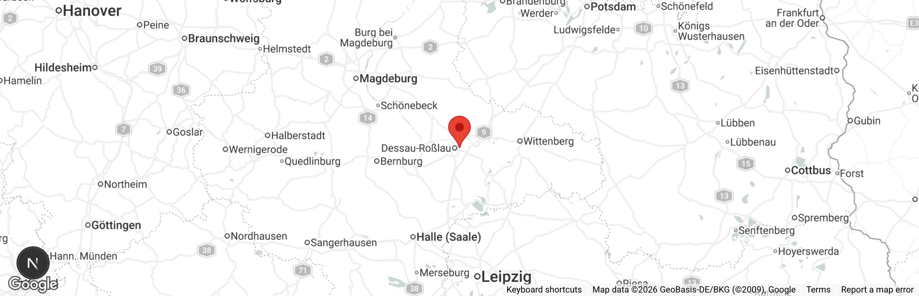Map showing location of Tierschutzverein Dessau u.U. e.V.