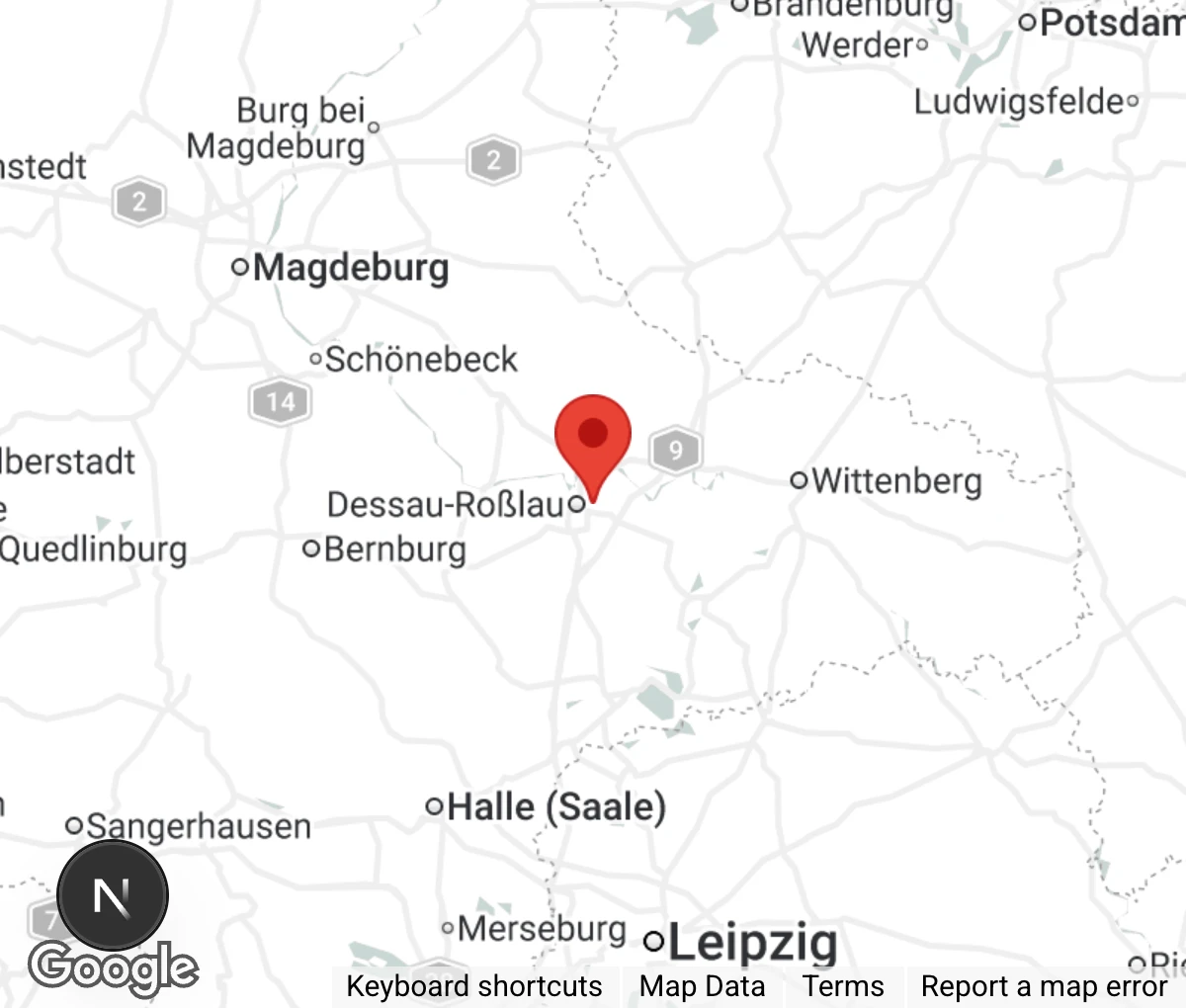 Map showing location of Tierschutzverein Dessau u.U. e.V.