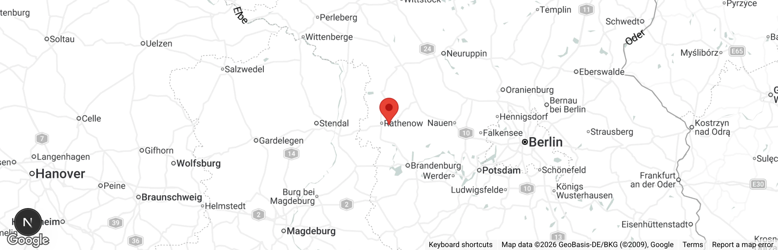 Map showing location of Tierheim Rathenow