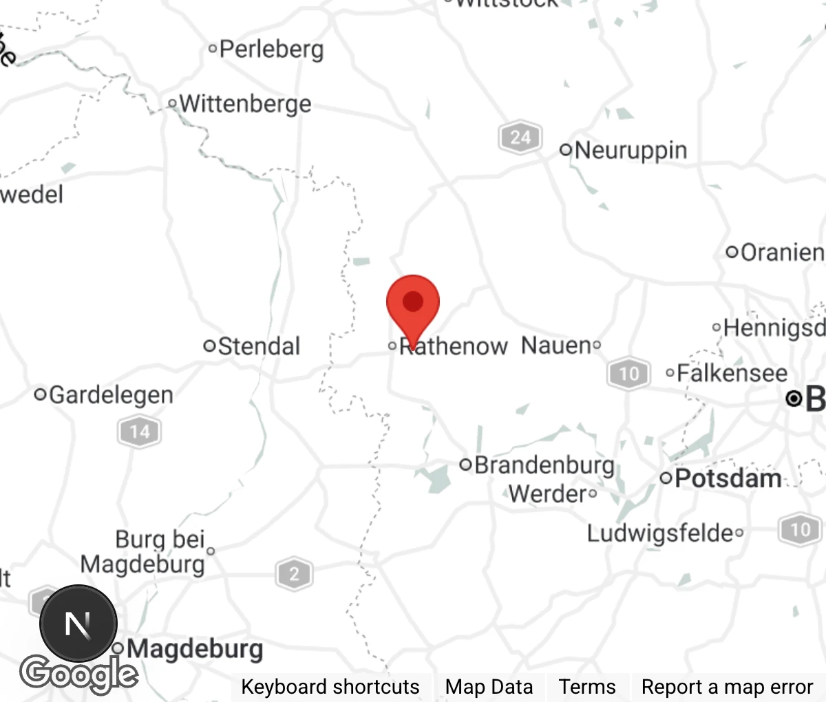 Map showing location of Tierheim Rathenow