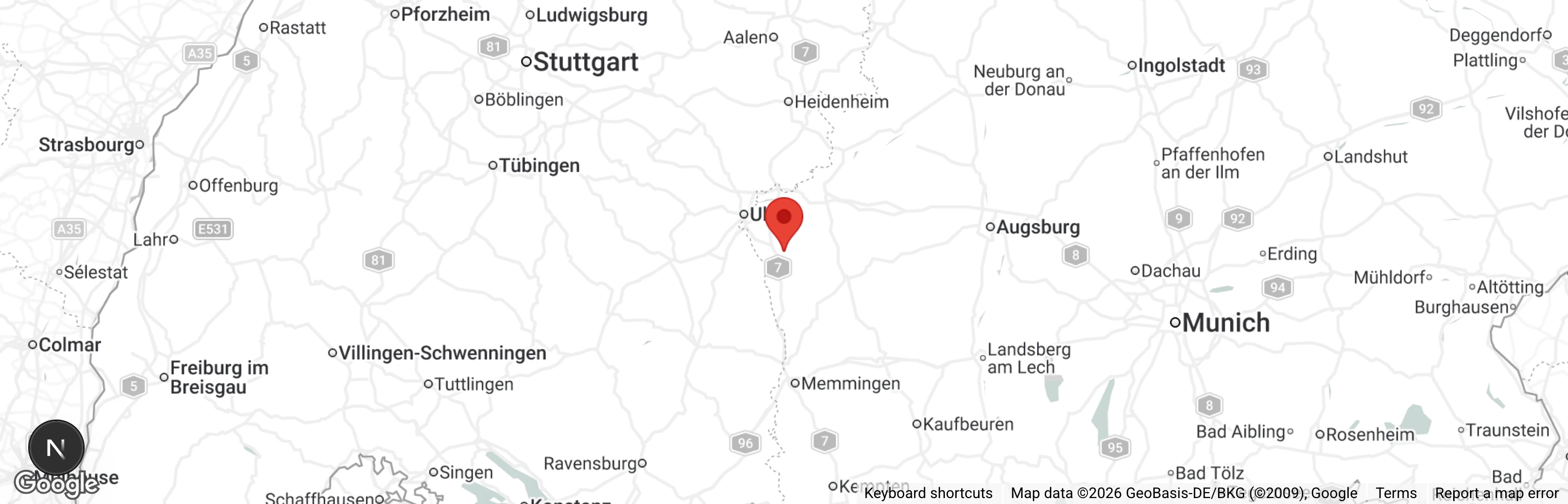 Map showing location of Tierheim Weißenhorn