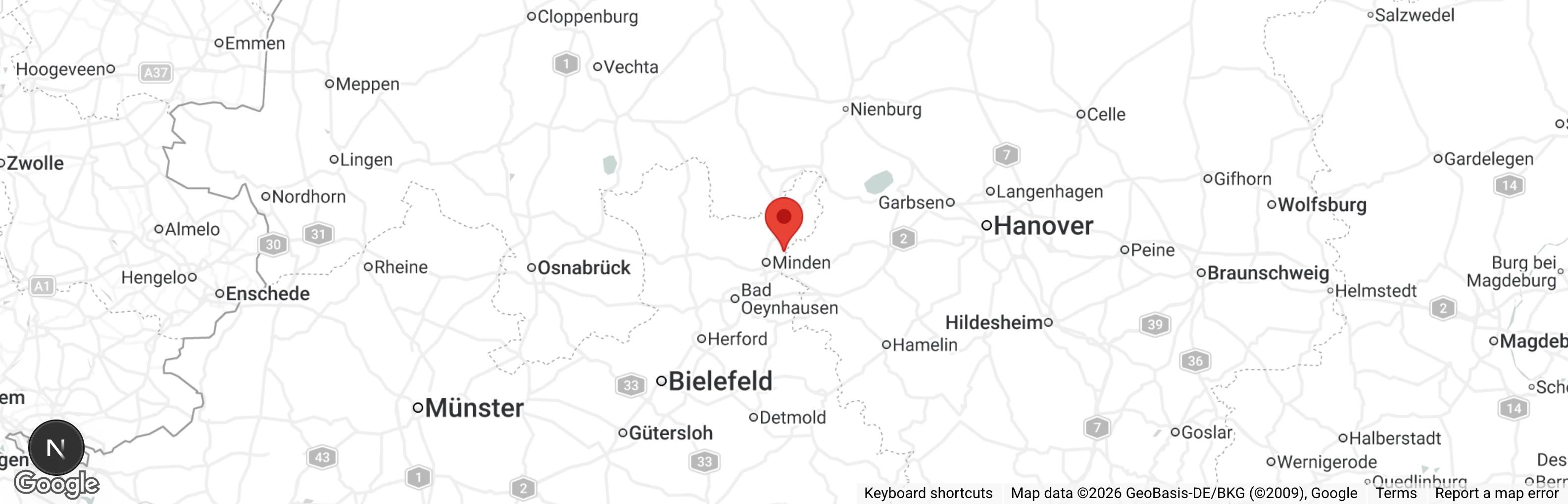 Map showing location of Tierheim Minden