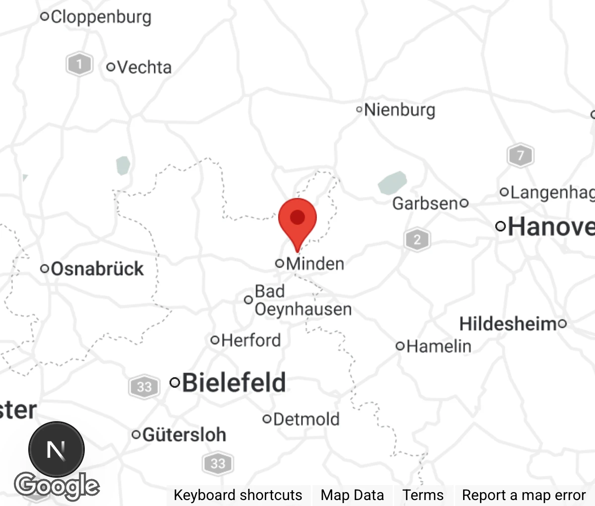 Map showing location of Tierheim Minden