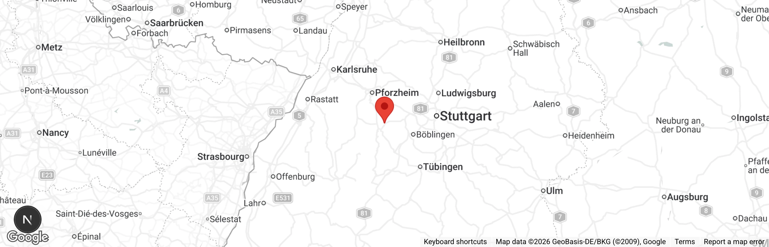 Map showing location of Tierrettungsstation Calw