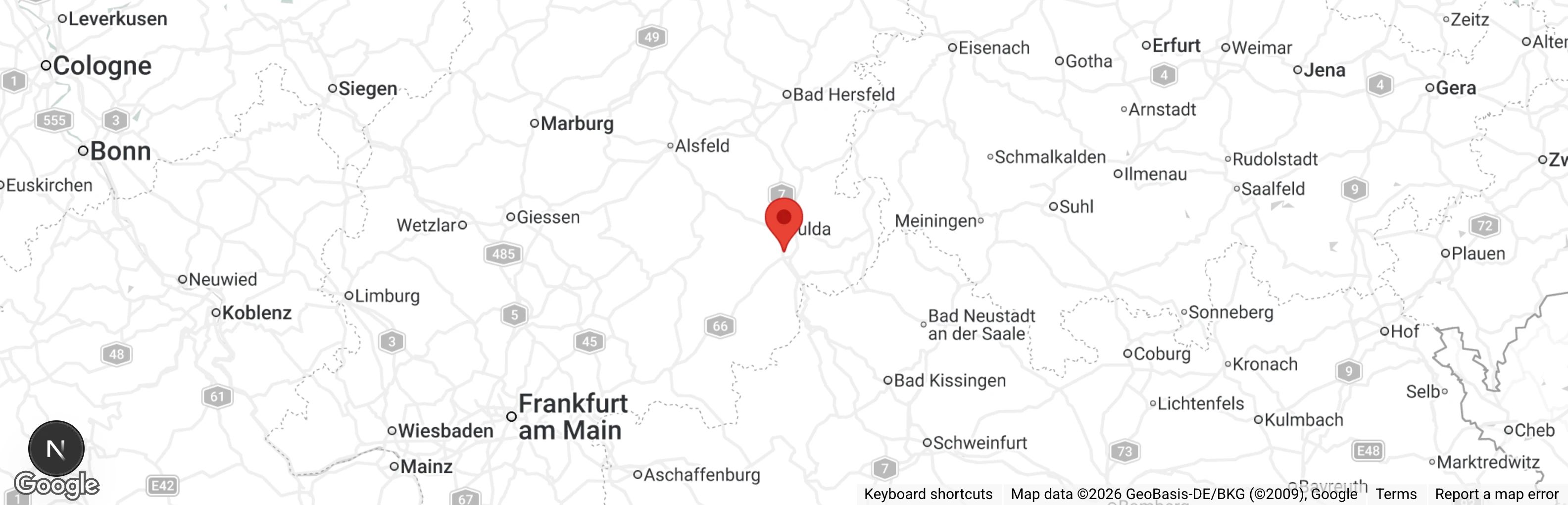 Map showing location of Tierschutz Fulda u. U. e.V.