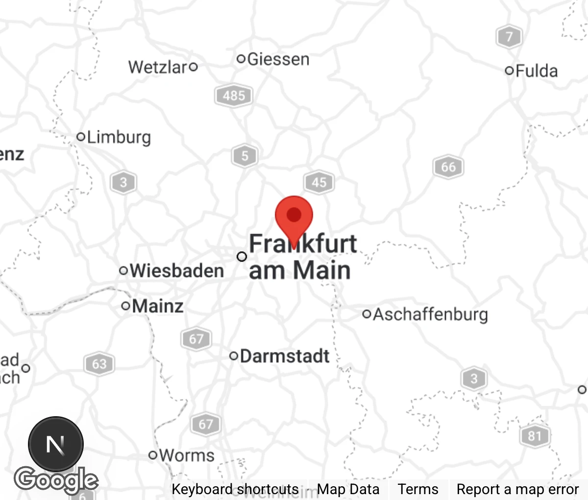 Map showing location of Tierheim Hanau