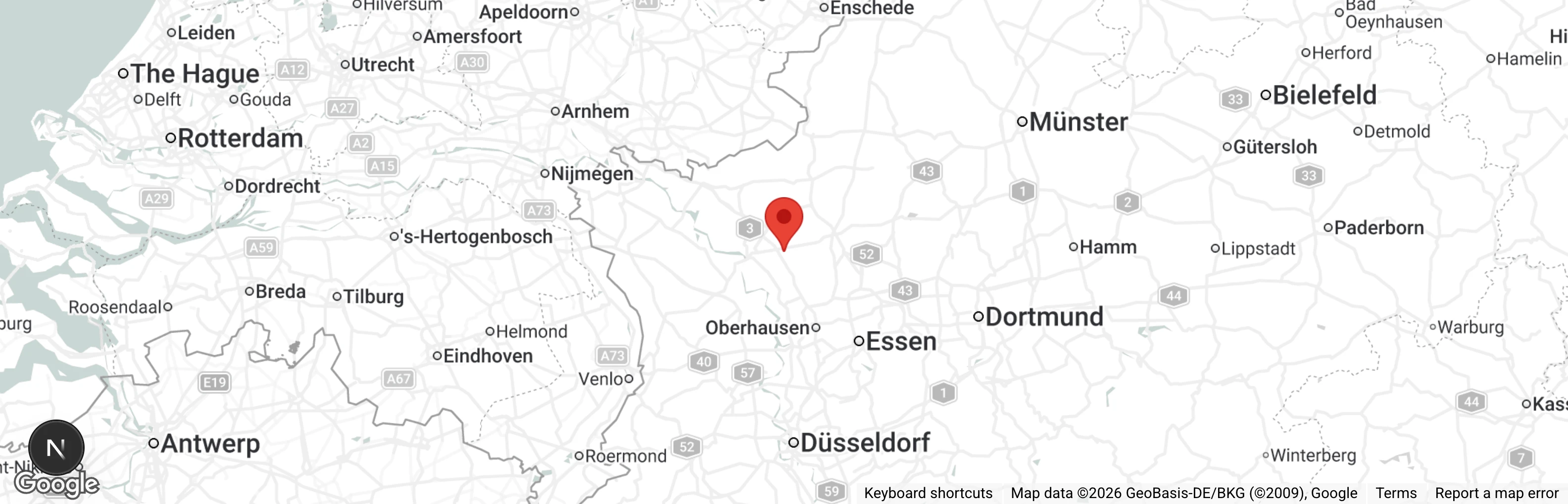 Map showing location of Tierhilfe Dinslaken-Voerde e.V.