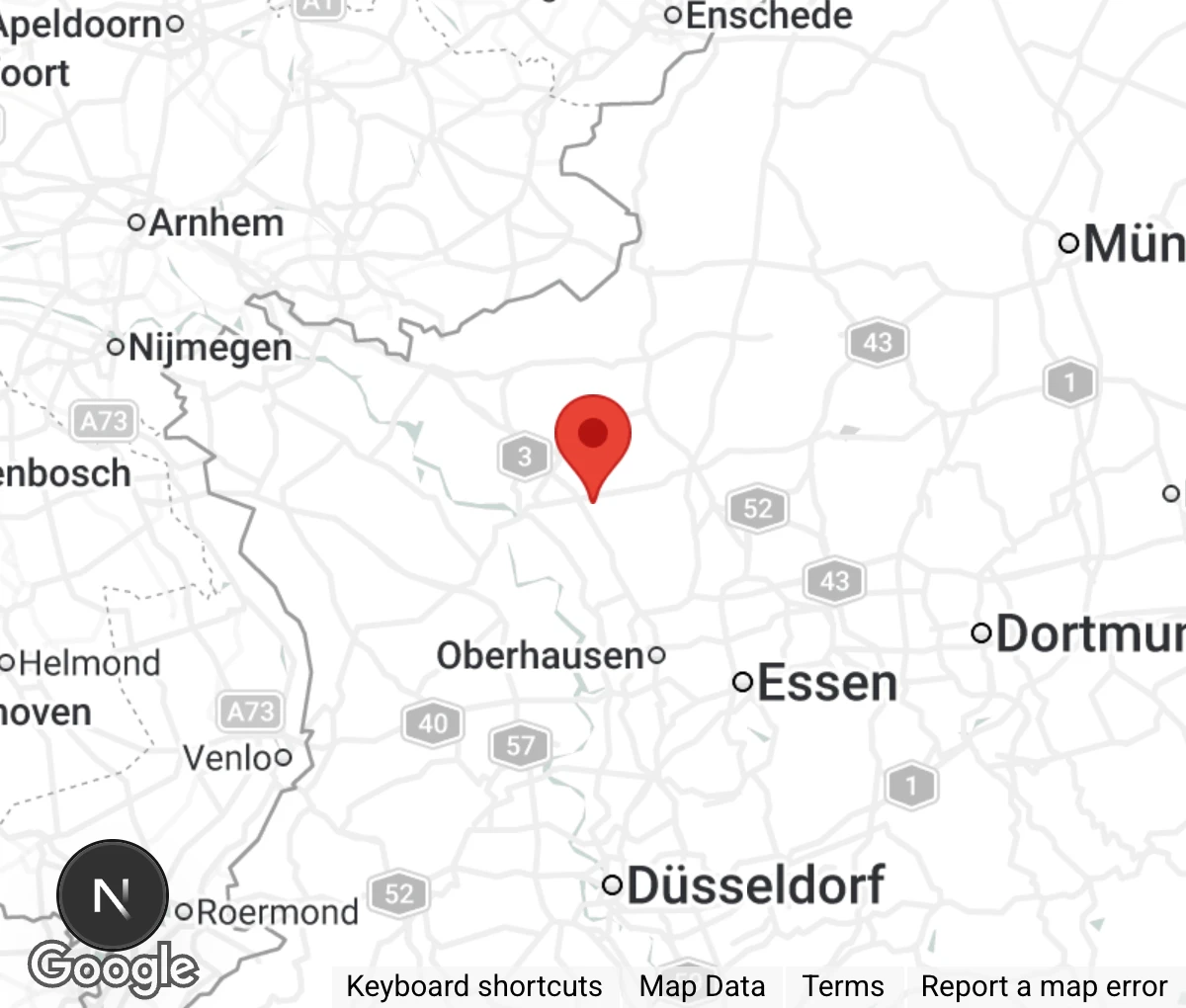 Map showing location of Tierhilfe Dinslaken-Voerde e.V.