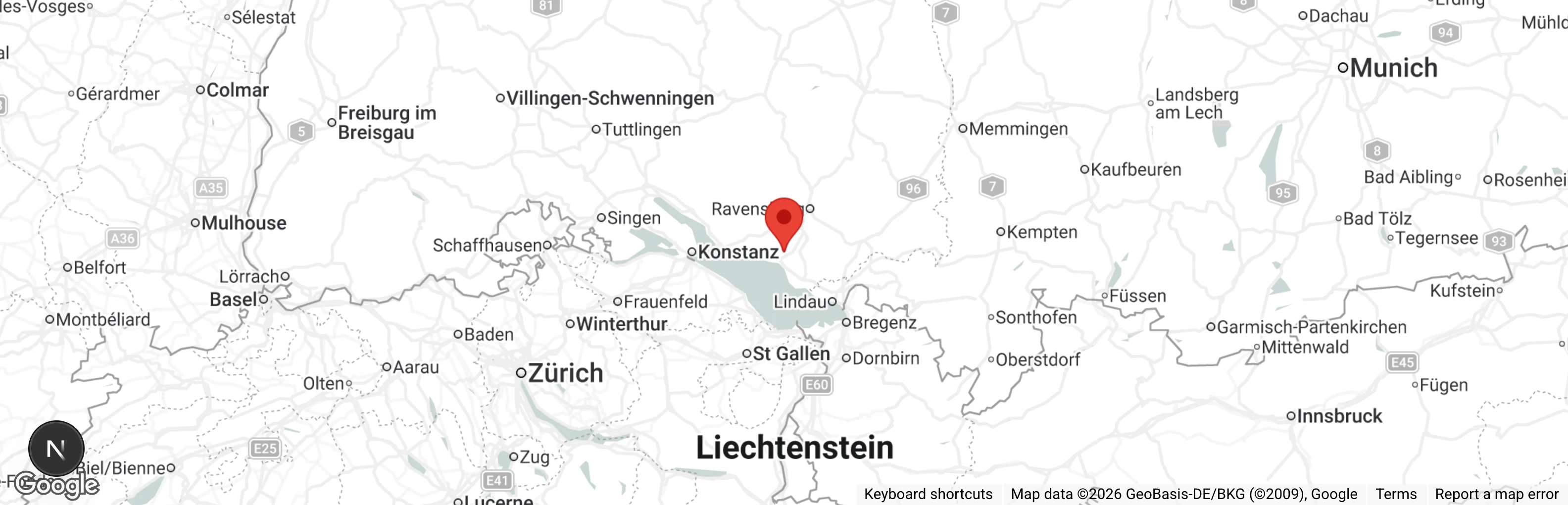 Map showing location of Tierheim Friedrichshafen