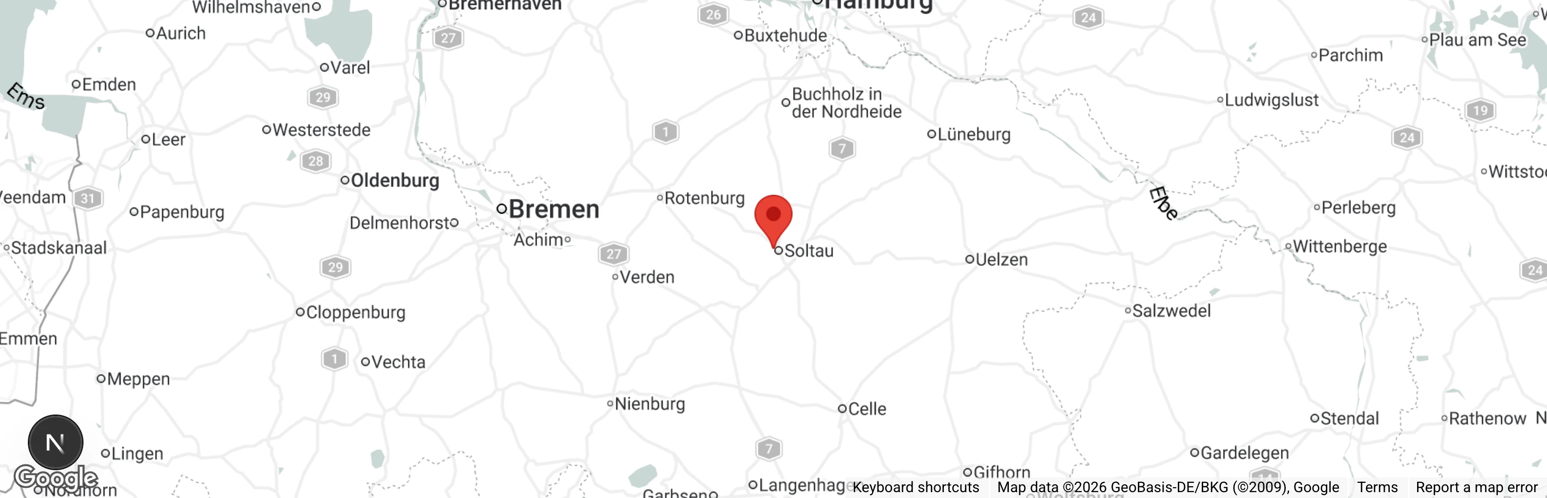 Map showing location of Tiernothilfe Nord e.V.